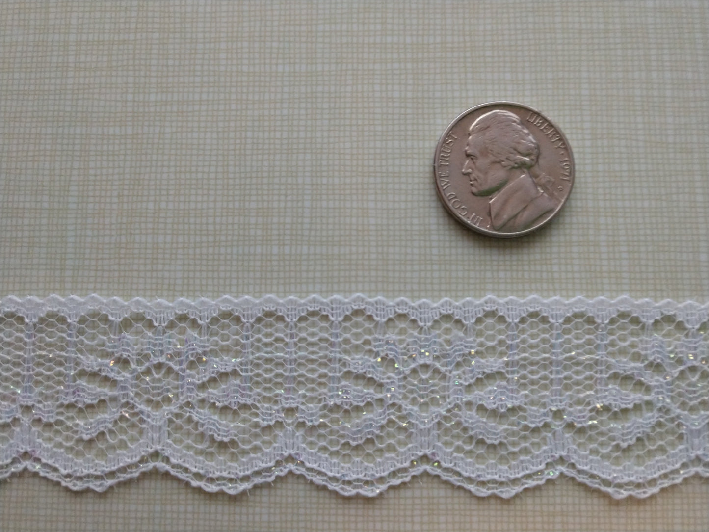 1" White/Iridescent Lace