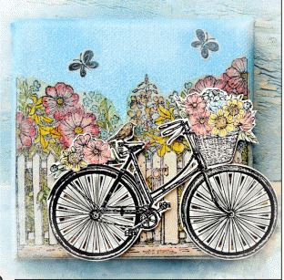 Spring BicycleRubber Stamp