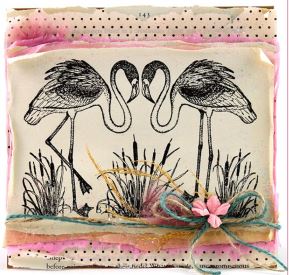 Pretty Flamingos Rubber Stamp
