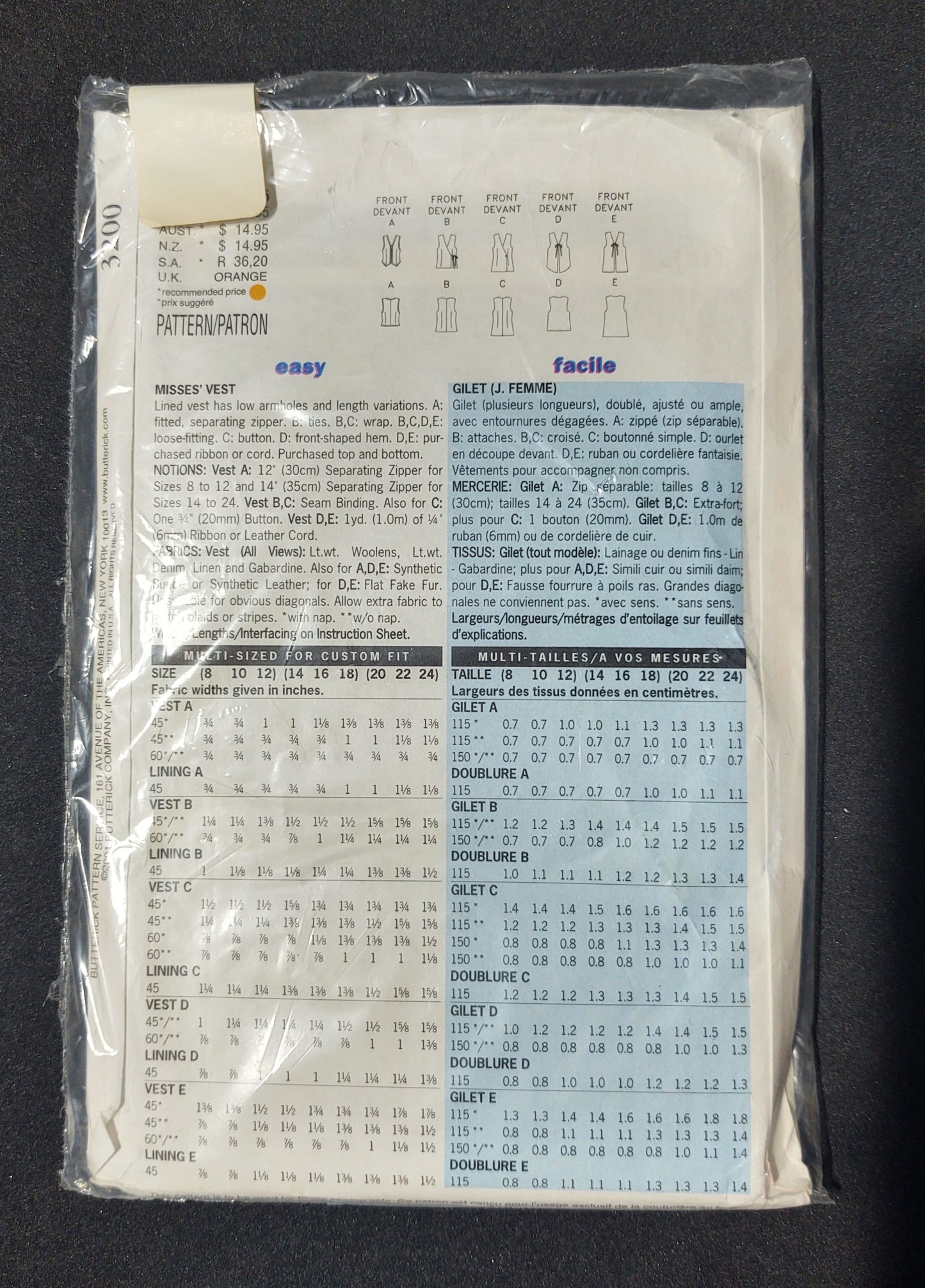 Butterick Pattern 3200