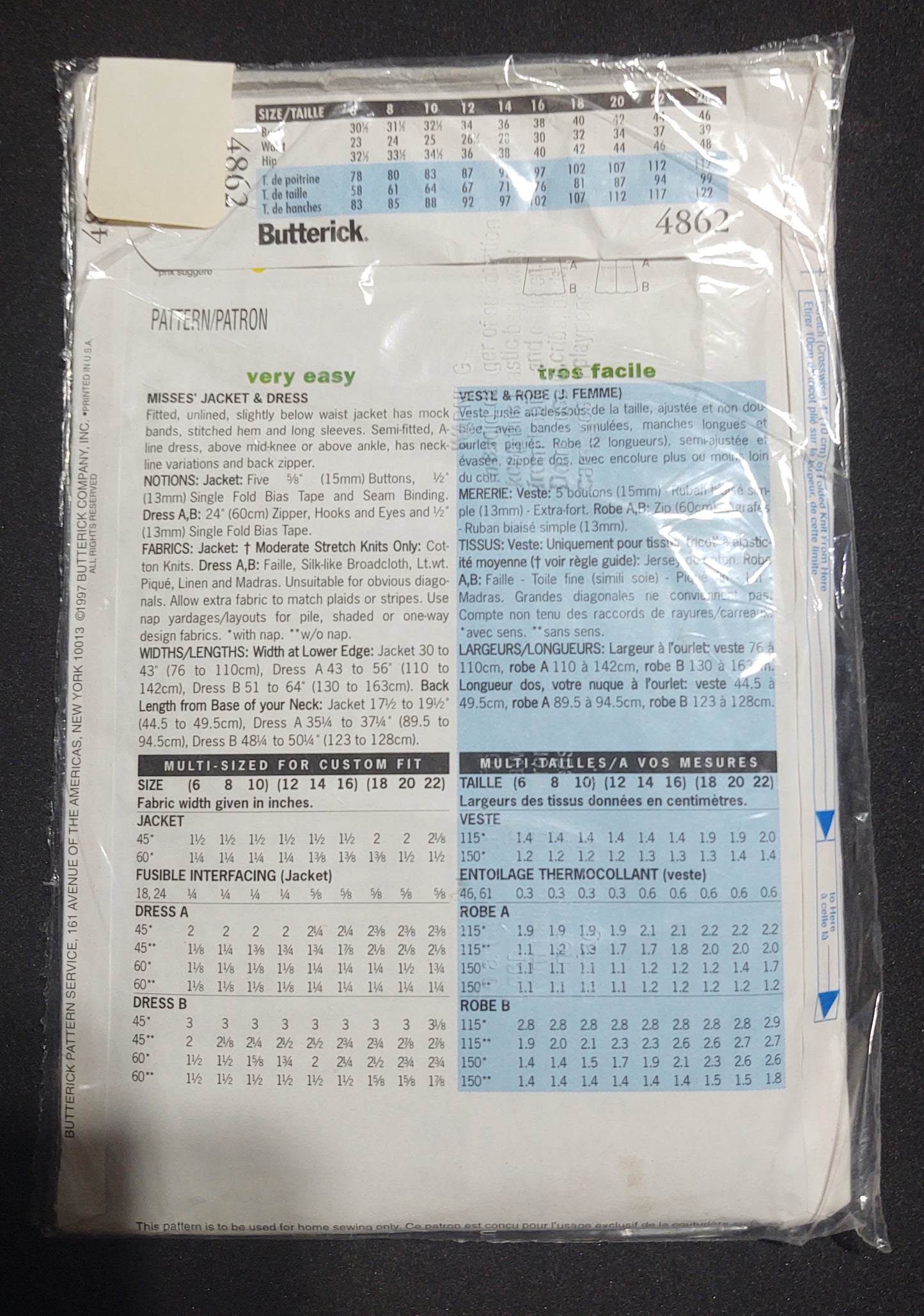 Butterick Pattern 4862