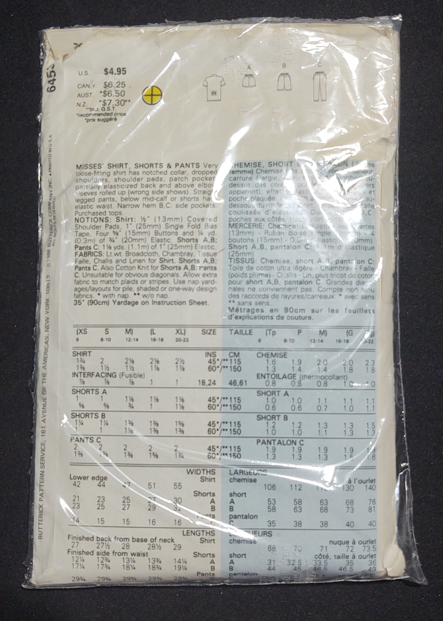 Butterick Pattern 6453