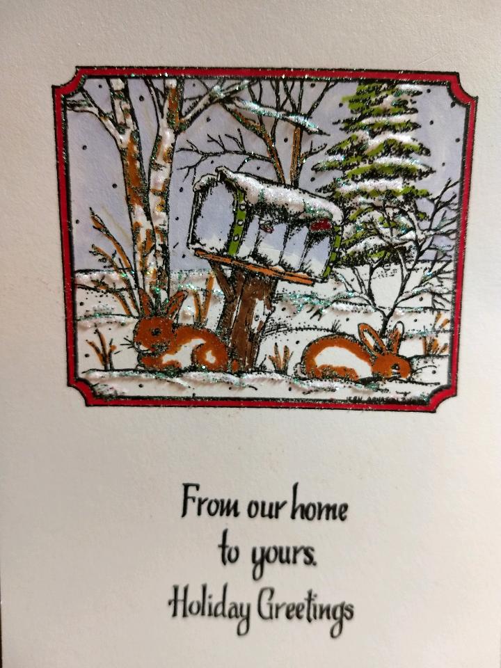 Scroll Winter Scene & Blue Jay On Fence