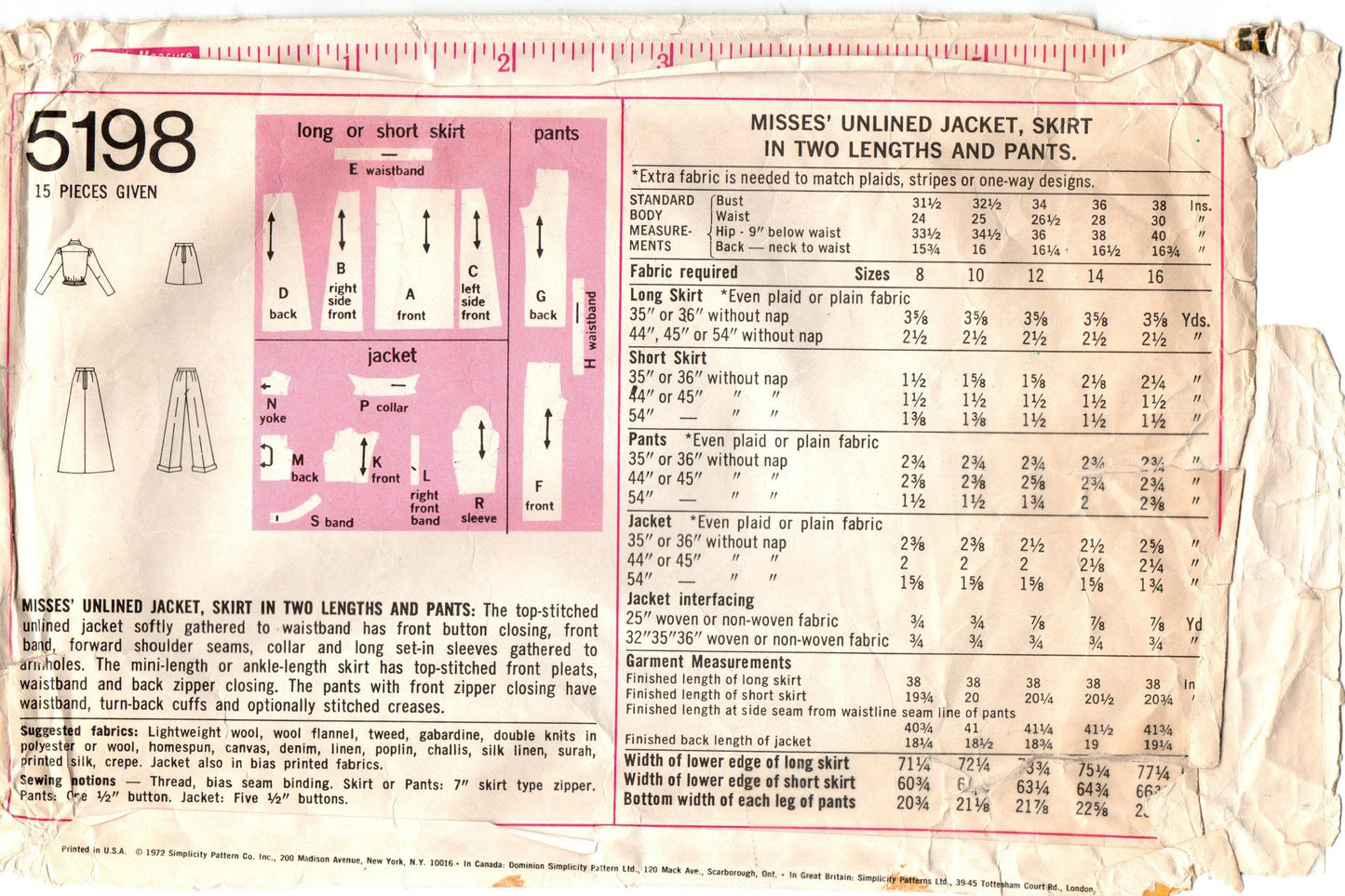 Simplicity Pattern 5198