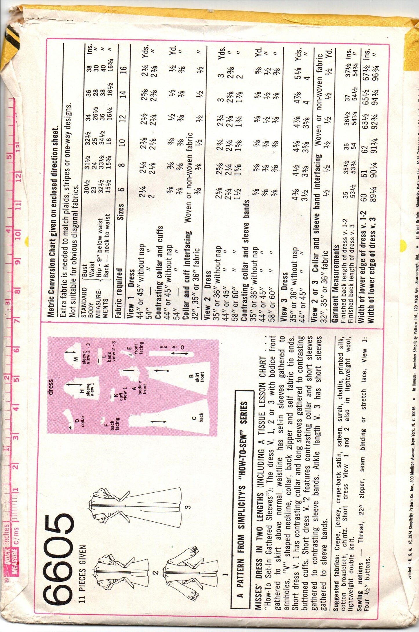 Simplicity Pattern 6605