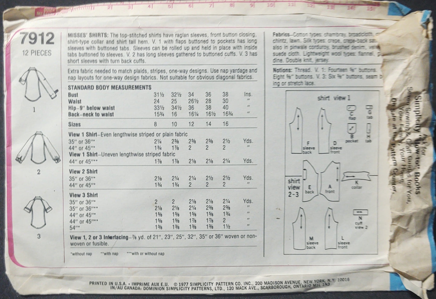 Simplicity pattern 7912