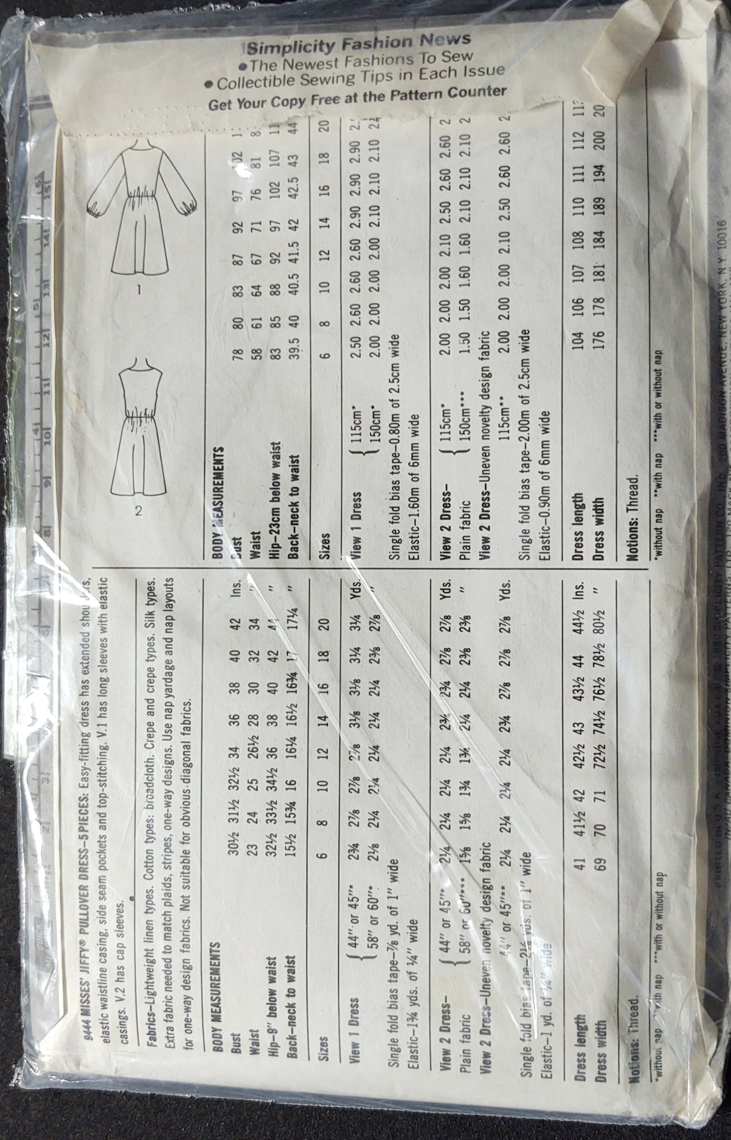 Simplicity Pattern 9444