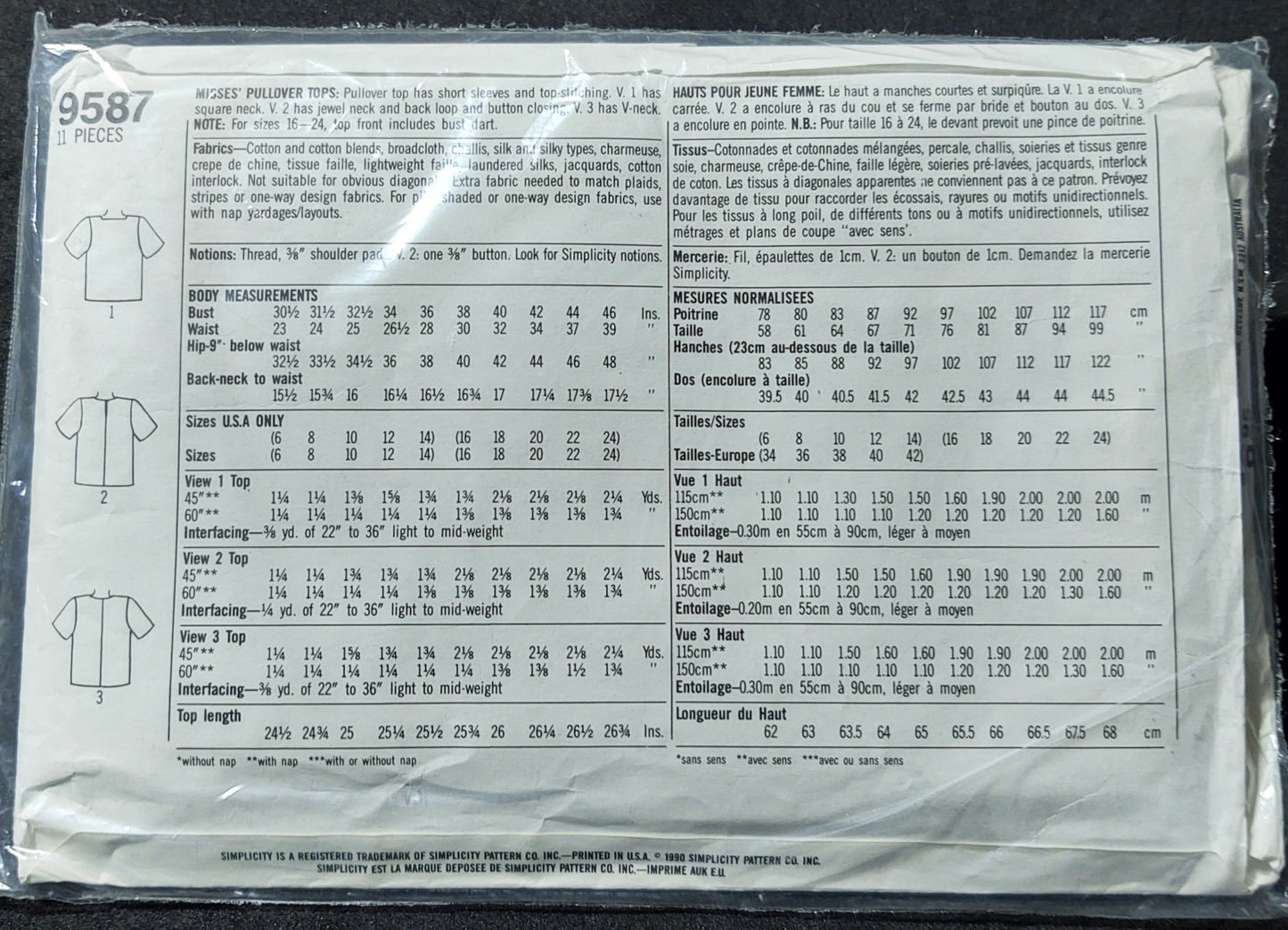 Simplicity Pattern 9587
