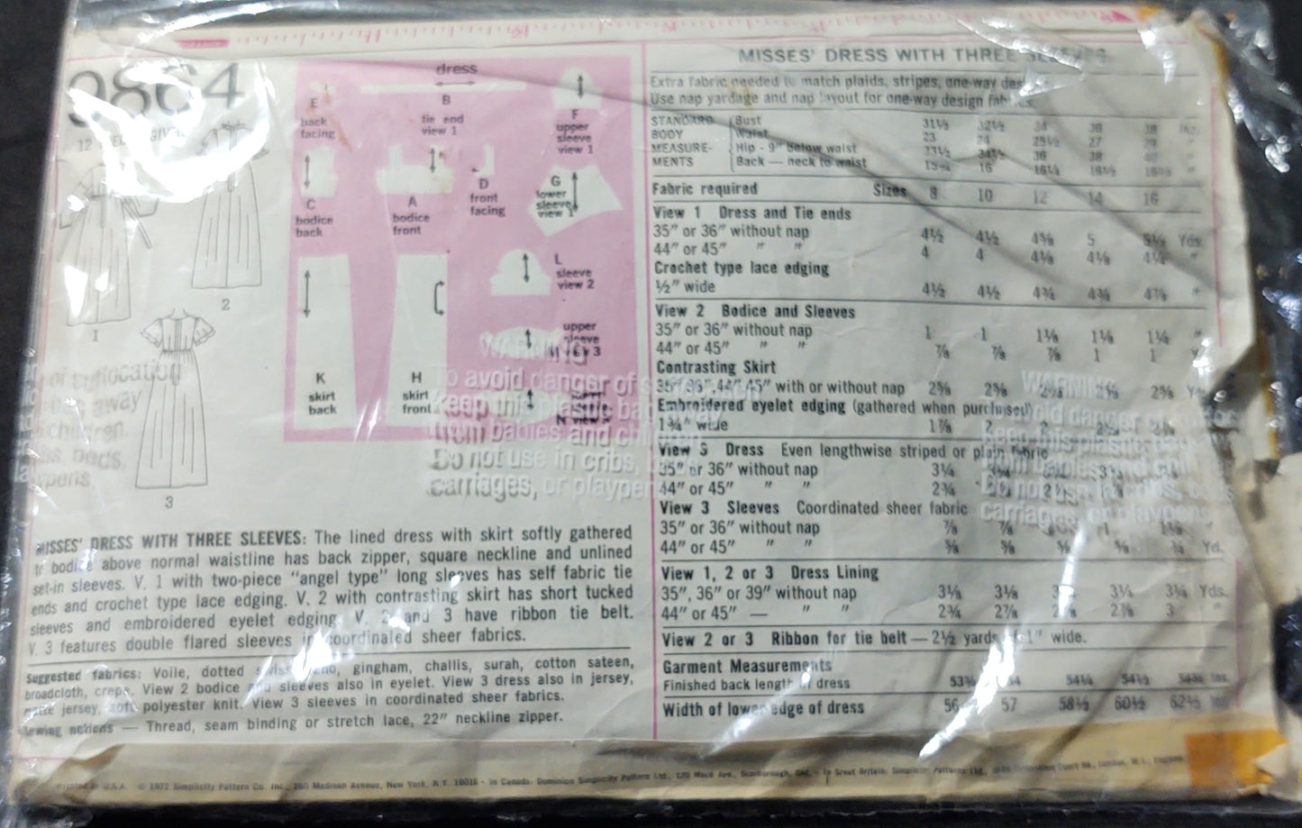 Simplicity Pattern 9864