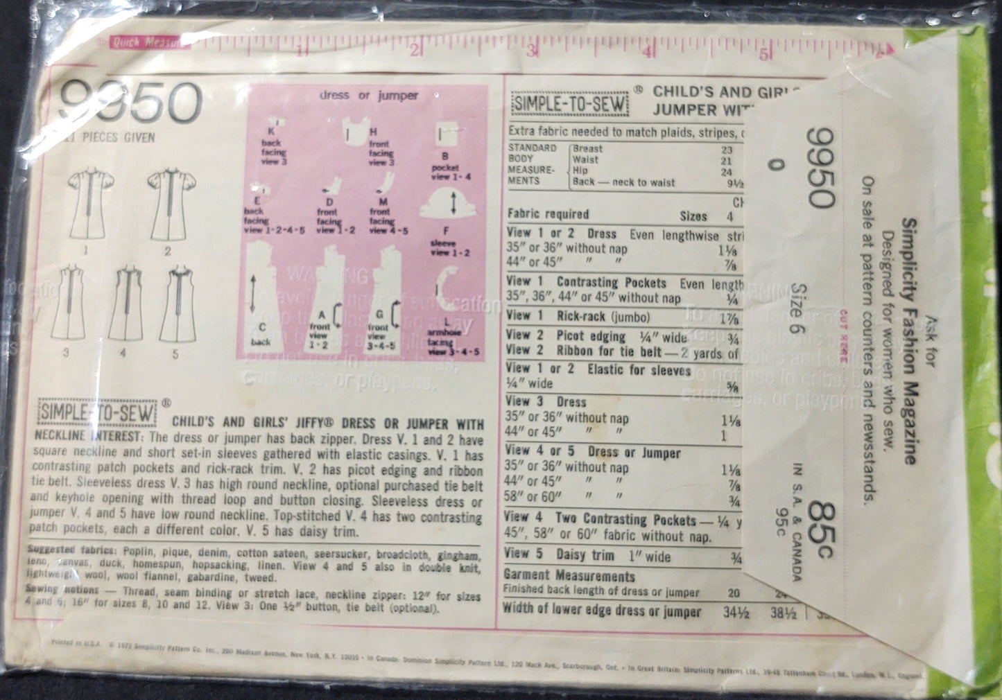 Simplicity Pattern 9950