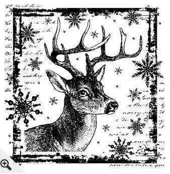 Snowflake Rudolph Rubber Stamp