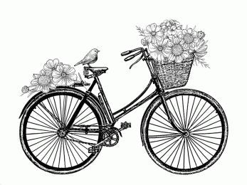 Spring Bicycle Rubber Stamp