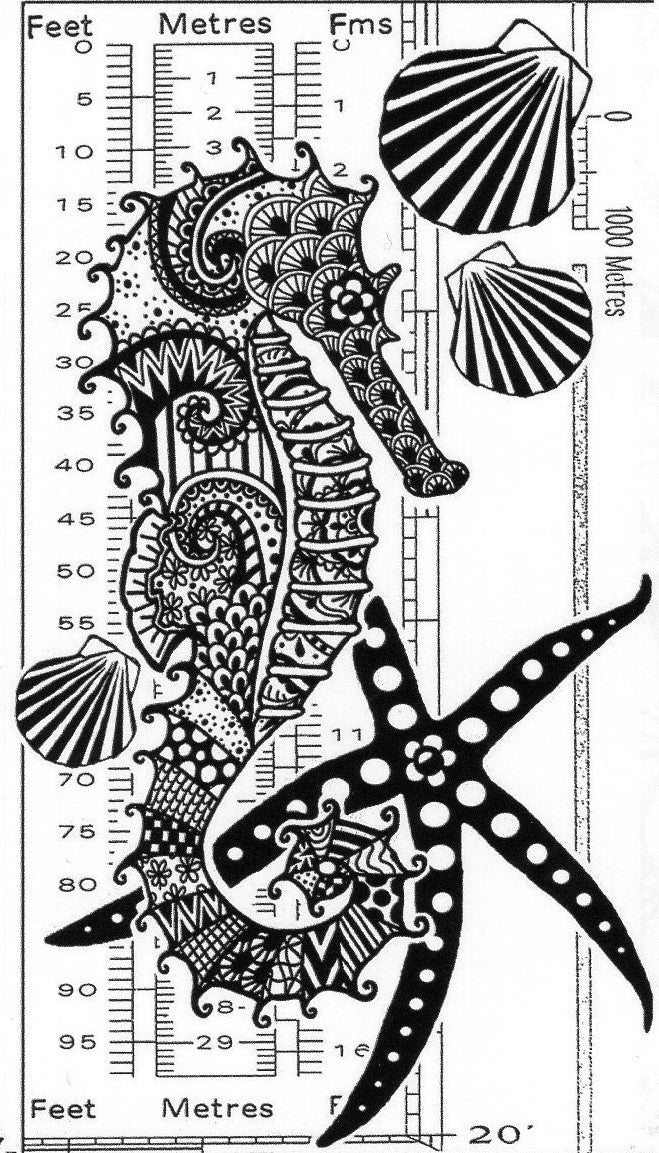 Under the Sea: Seahorse Collage Rubber Stamp