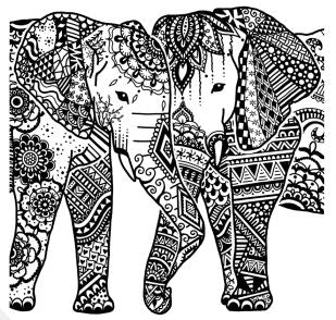 Happy Elephants Rubber Stamp