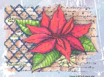 Poinsettia Collage Red Rubber Stamp